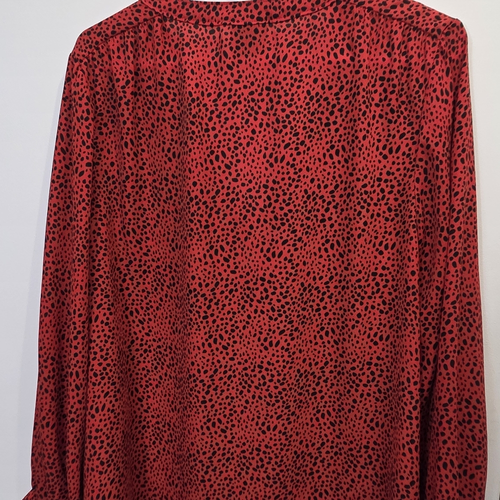bobeau Red Leopard-Print Button Front Blouse - image 4